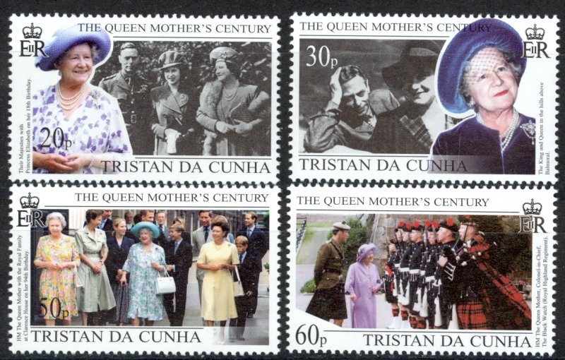 Tristan Da Cunha Sc# 638-641 MNH 1999 Queen Mother's Century