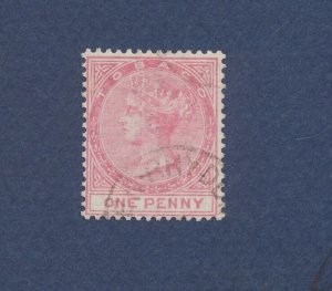 TOBAGO- Scott 1 - one penny - used with light face free cancel