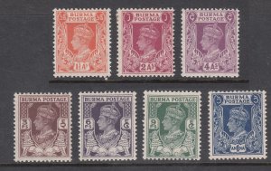 1946 BURMA KGVI 7 VALUES (SG# 51-56 & 58) MH VF