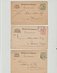 Germany Bavaria Kingdom Bayern Collection of 3 Postal Stationery Cards 1886-1992