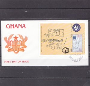 Ghana, Scott cat. 1304. So. Korea World Scout Jamboree s/sht. First day cover. ^