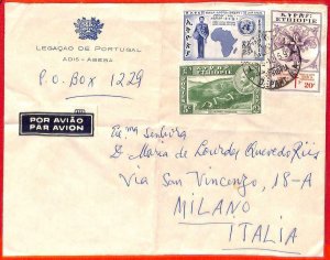 aa3902 - ETHIOPIA - POSTAL HISTORY -  AIRMAIL COVER to ITALY  1959  Tuberculosis