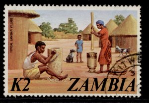 ZAMBIA QEII SG239, 1975 2k village scene, FINE USED.