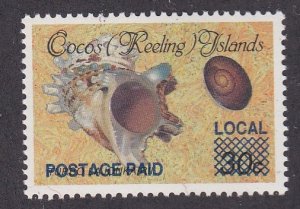 Cocos Islands # 225, Sea Shell Stamp Surchargedd, Mint NH, 1/2 Cat.