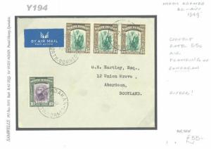 NORTH BORNEO Superb Cover Sandakan 1949 AirMail Aberdeen Scotland {samwells}Y194