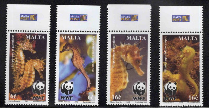 MALTA  Scott 1071-1074 MNH** 2002 Seahorse set