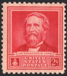 SC#875 2¢ Famous Americans: Dr. Crawford W. Long Single (1940) MNH