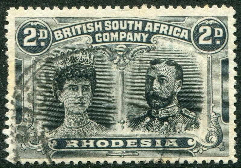 RHODESIA-1910-13 2d Black & Slate-Grey Sg 128 FINE USED V48380