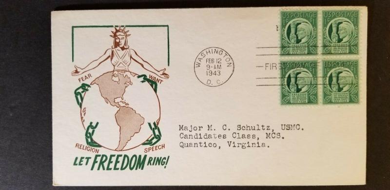 1943 Washington DC to Vestal New York First Day Illustrated Cachet Staehle Cover