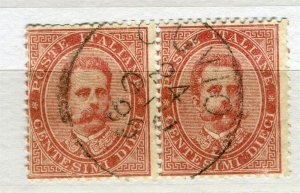 ITALY; 1879 early classic Umberto issue fine used 20c. pair 