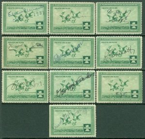 EDW1949SELL : USA 1937 Scott #RW4 Used. 10 stamps. Small faults. Retail $200.00.