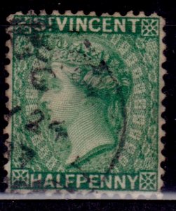 St. Vincent 1883-84, Queen Victoria, perf.14, 1/2p, sc#35, used