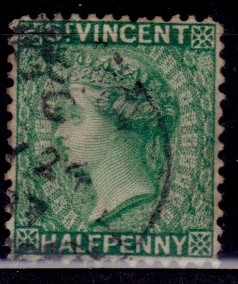 St. Vincent 1883-84, Queen Victoria, perf.14, 1/2p, sc#35, used