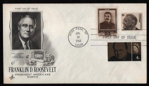 #1284 6c Roosevelt-WW II Leaders Combo, Art Craft FDC **ANY 5=FREE SHIPPING**