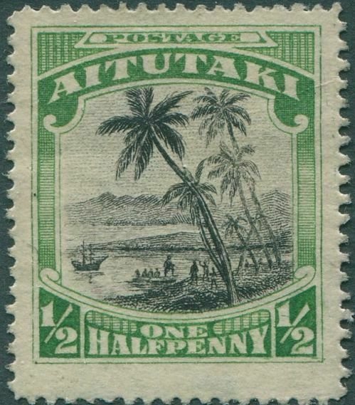 Aitutaki 1924 SG30 ½d black and green Cook landing MH