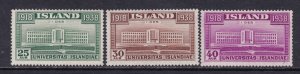 Iceland Scott 209-11,  1938 Independence Issue VF MNH.  Scott $39