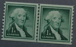 United States #1054 One Cent Washington Coil Line Pair MNH