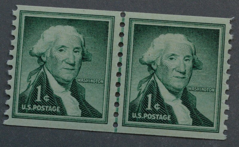 United States #1054 One Cent Washington Coil Line Pair MNH