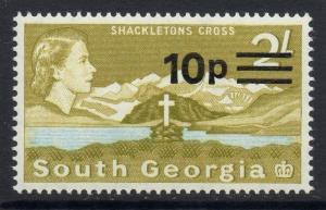 SOUTH GEORGIA SG28 1971 10p on 2/= DEFINITIVE MNH