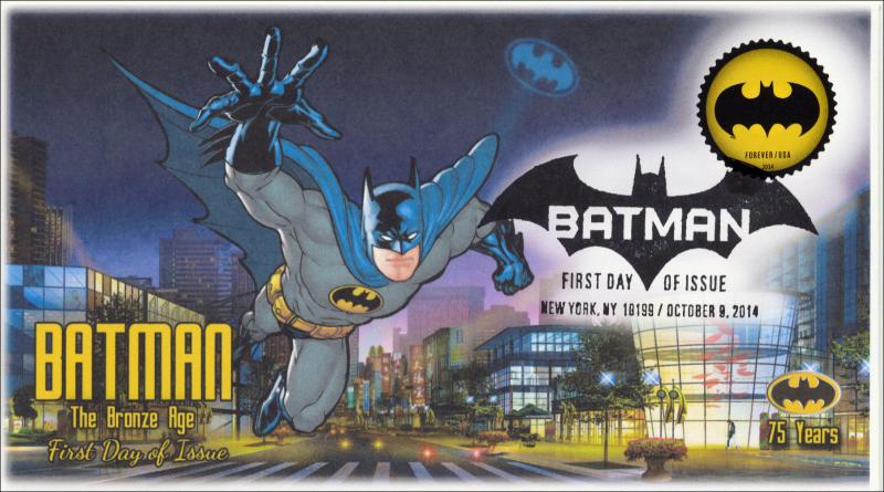 SC 4931, 2014, Batman, Bronze Bat Signal, Pictorial Postmark, FDC, 75th Anniv