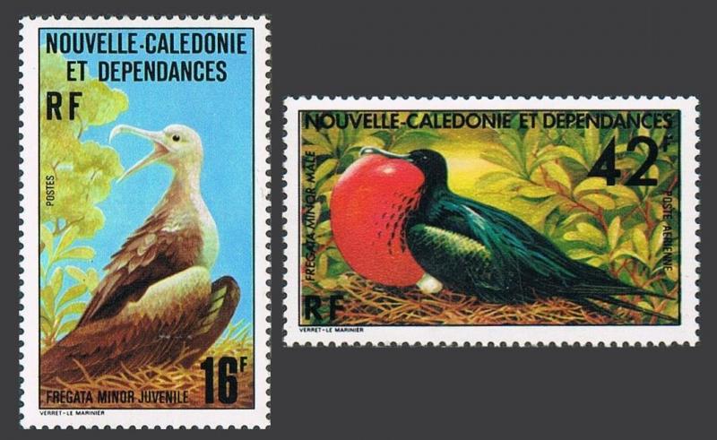 New Caledonia 430,C138,MNH.Michel 598-599. Birds 1977.Young,male frigate-birds.