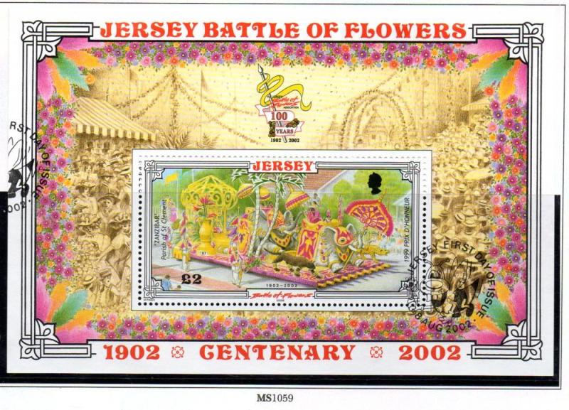 Jersey  Sc 1048 2002 £2 Battle of Flowers stamp sheet used