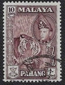 Malaya (Pahang) #77 Used VLH; 10c Tiger (1957)