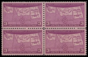 US 858 Statehood Washington Montana North South Dakota 3c block MNH 1939