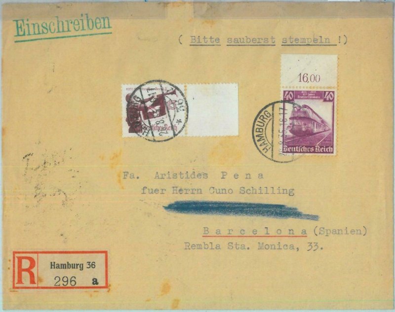 85191 - GERMANY - POSTAL HISTORY -  Registered COVER to SPAIN 1935 - TRAINS