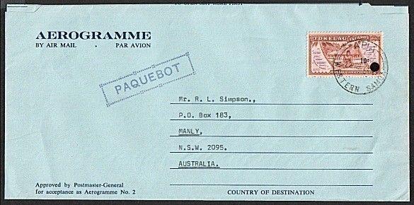 TOKELAU 1972 formular aerogramme PAQUEBOT use at APIA, Samoa...............74905