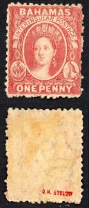 Bahamas SG23x 1d Rose-red Wmk Crown CC Reversed M/M