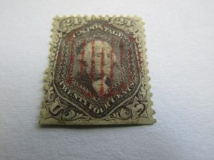 US Stamps,1862 Washington, Sc. #78 used 24c lilac single,Nice Red Cancel CV $400