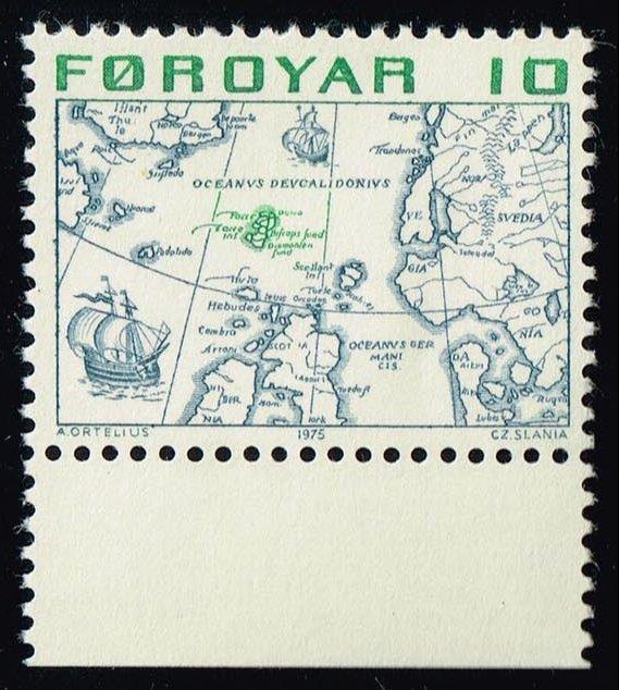 Faroe Islands #8 Map of North Atlantic; MNH (0.25)