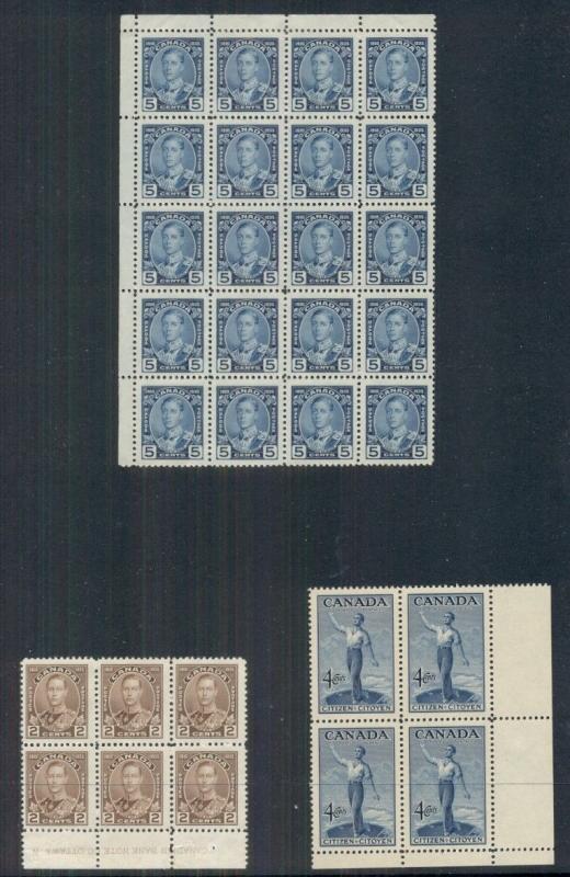 CANADA 1917/1951, Group of 50 mint blocks incl. some plate blocks, Scott $1,718.