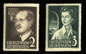 Liechtenstein #287-288 Cat$140, 1955 2fr and 3fr, never hinged