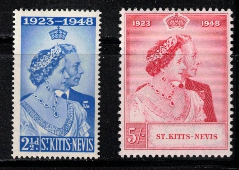 ST KITTS-NEVIS - Scott # 93-4 MH - KGVI Silver Wedding