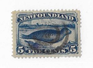 Newfoundland Sc #54 5c seal centered used VF