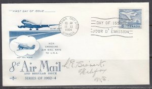 Canada Scott 436 Rose Craft FDC - 8c Air Mail Issue #2
