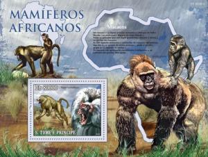 SAO TOME E PRINCIPE 2010 SHEET GORILLAS MONKEYS PRIMATES WILDLIFE st10205b