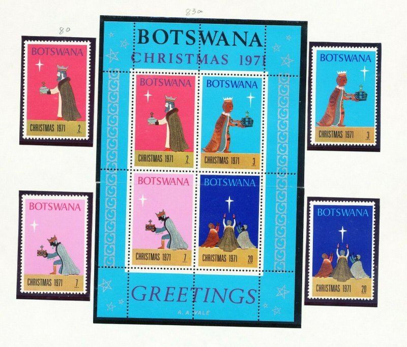 BOTSWANA - # 80-83 & 83a - VFMNH set & S/S - Christmas - 1971