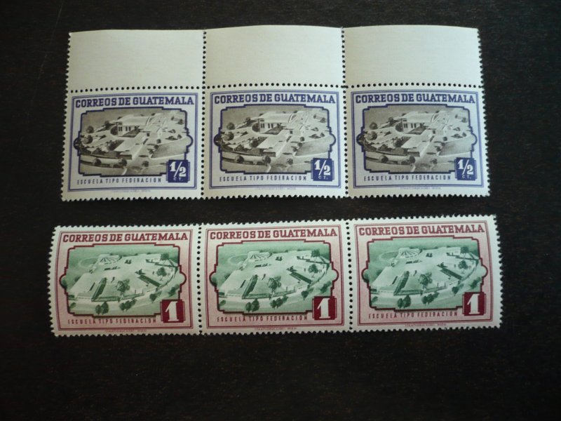 Stamps - Guatemala - Scott# 339-340 - Mint Never Hinged 2 Strips of 3 Stamps