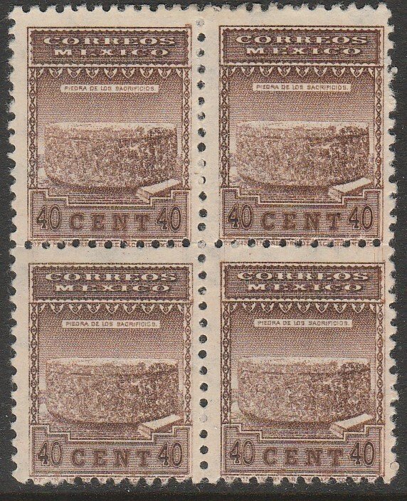 MEXICO 848, 40¢ 1934 Definit Wmk Gobierno...(279) UNUSED H OG BLK 4 VF (247)