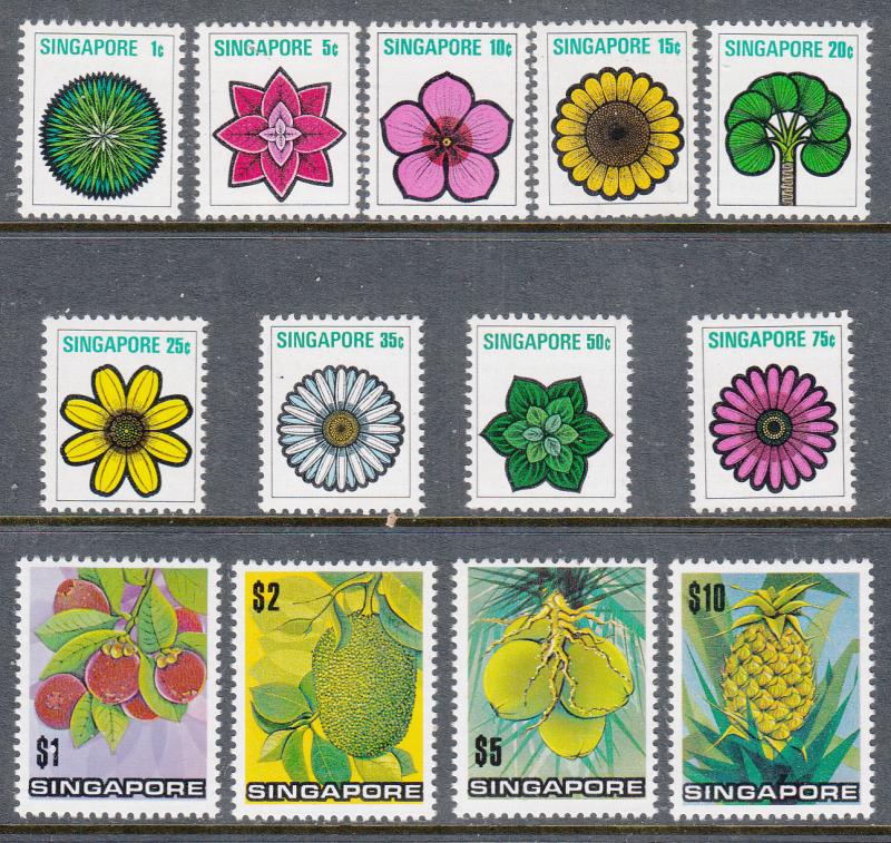 Singapore 1973 Sc 189-201 Flower Definitives MNH
