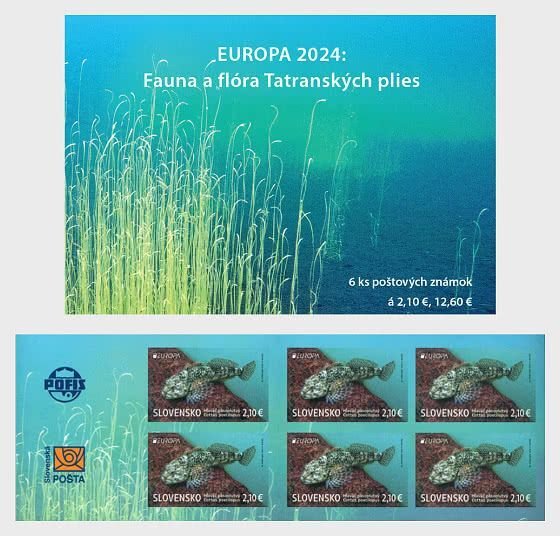 Slovakia 2024 EUROPA Rare fish booklet of 6 self-adhesive stamps MNH