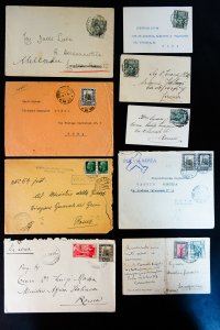 Italy Colonies Lot of 40 Stamped Commercial & Air Covers & Postcards