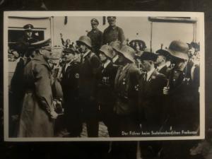 1938 Karlsbad Sudetenland Germany RPPC Postcard Cover Hitler with Freikorps