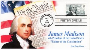 AO-3545-2, 2001, James Madison First Day of Issue, Digital Color Postmark, Add-o