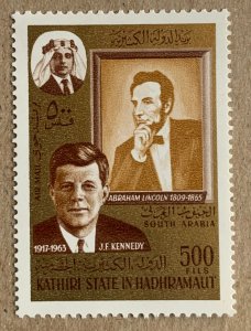 Aden Kathiri 1967 JFK Kennedy and Lincoln, MNH. Mi164A, CV €5.50