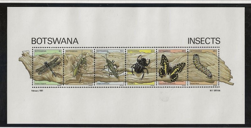 BOTSWANA Sc 268-73+273a NH issue of 1981 - INSECTS 