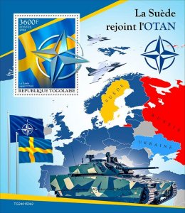 TOGO - 2024 - Sweden Joins NATO - Perf Souv Sheet - Mint Never Hinged